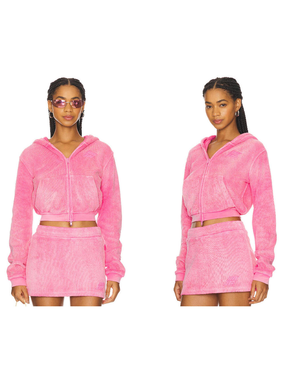 Alexander Wang Shrunken Zip Up Hoodie Washed Lotus PINK SIZE XS $375MSRP
